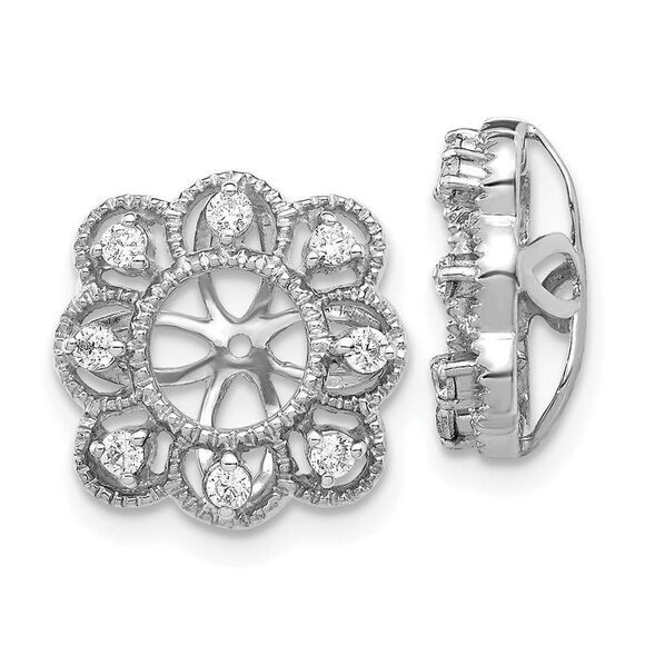 14k White Gold Fancy Diamond Earring Jackets